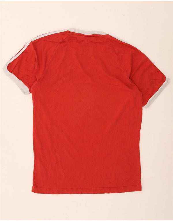 Adidas Mens Camiseta Top Médio Algodão Vermelho