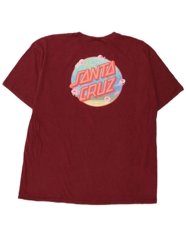 Camiseta gráfica masculina Santa Cruz grande algodão listrado cor de vinho