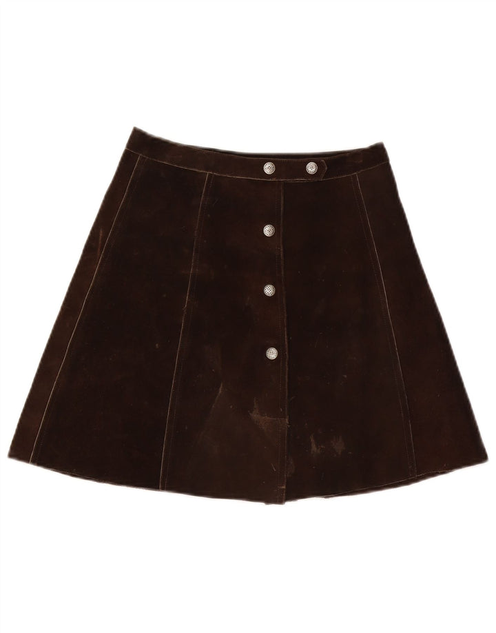 Mini saia feminina vintage de camurça W26 pequena marrom