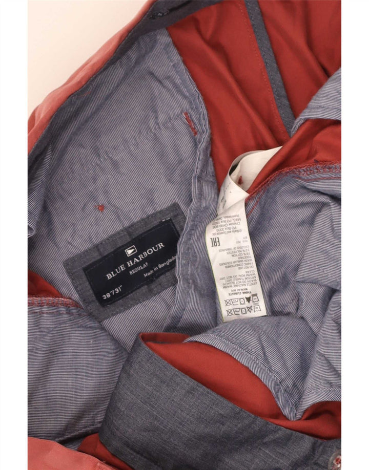 Calça Chino masculina Marks & Spencer Blue Harbor Regular Fit W38 L31 vermelha