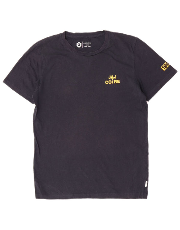 Camiseta gráfica masculina Jack & Jones Top pequeno algodão azul marinho