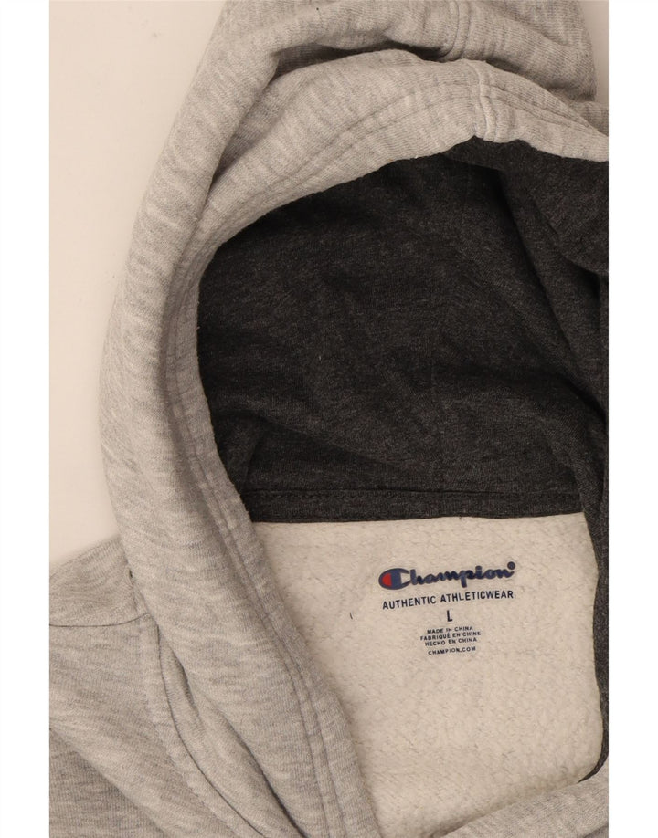 CHAMPION Womens Graphic Hoodie Jumper UK 14 Large Grey Cotton Vintage Champion and Second-Hand Champion from Messina Hembry 