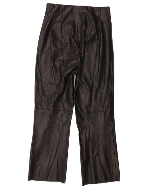Zara Calça Feminina Crop Couro Sintético Pequena W26 L24 Preta