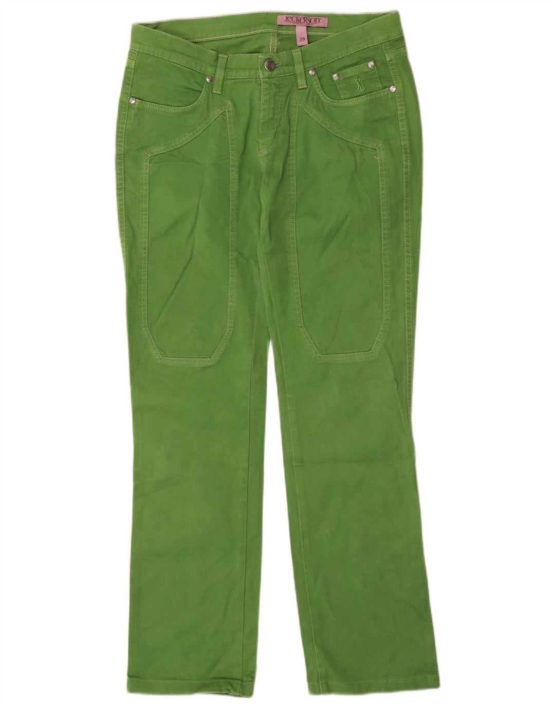 Calça feminina casual reta JECKERSON W29 L31 algodão verde