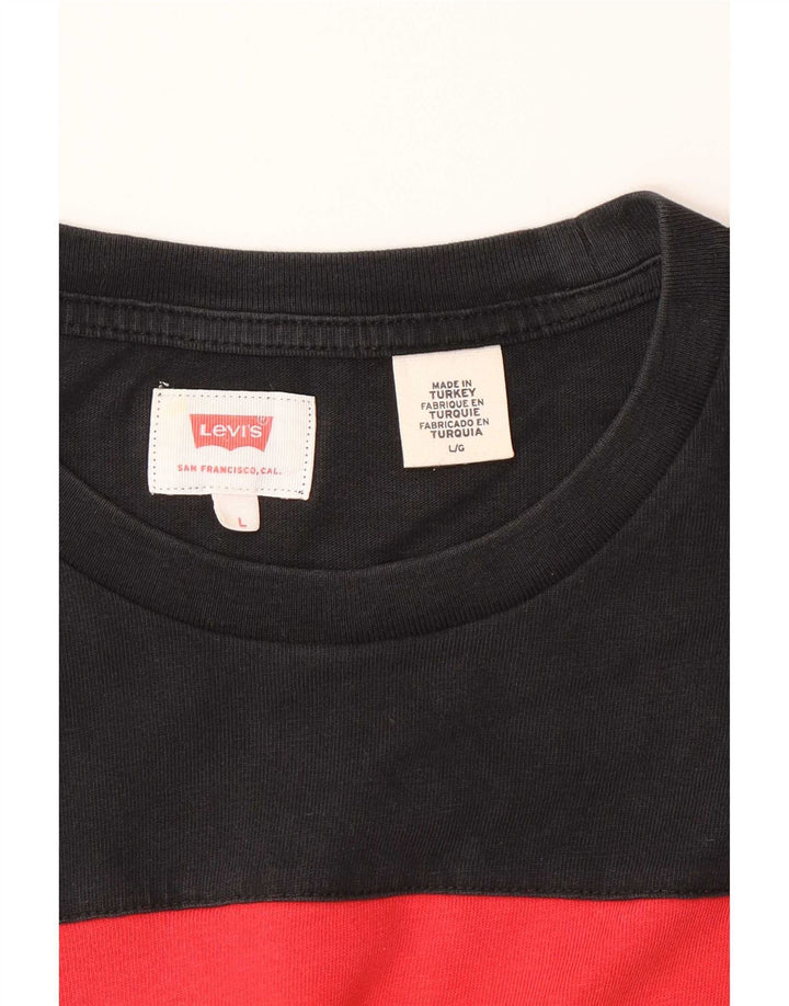 Camiseta gráfica masculina Levi's Top grande bloco colorido preto