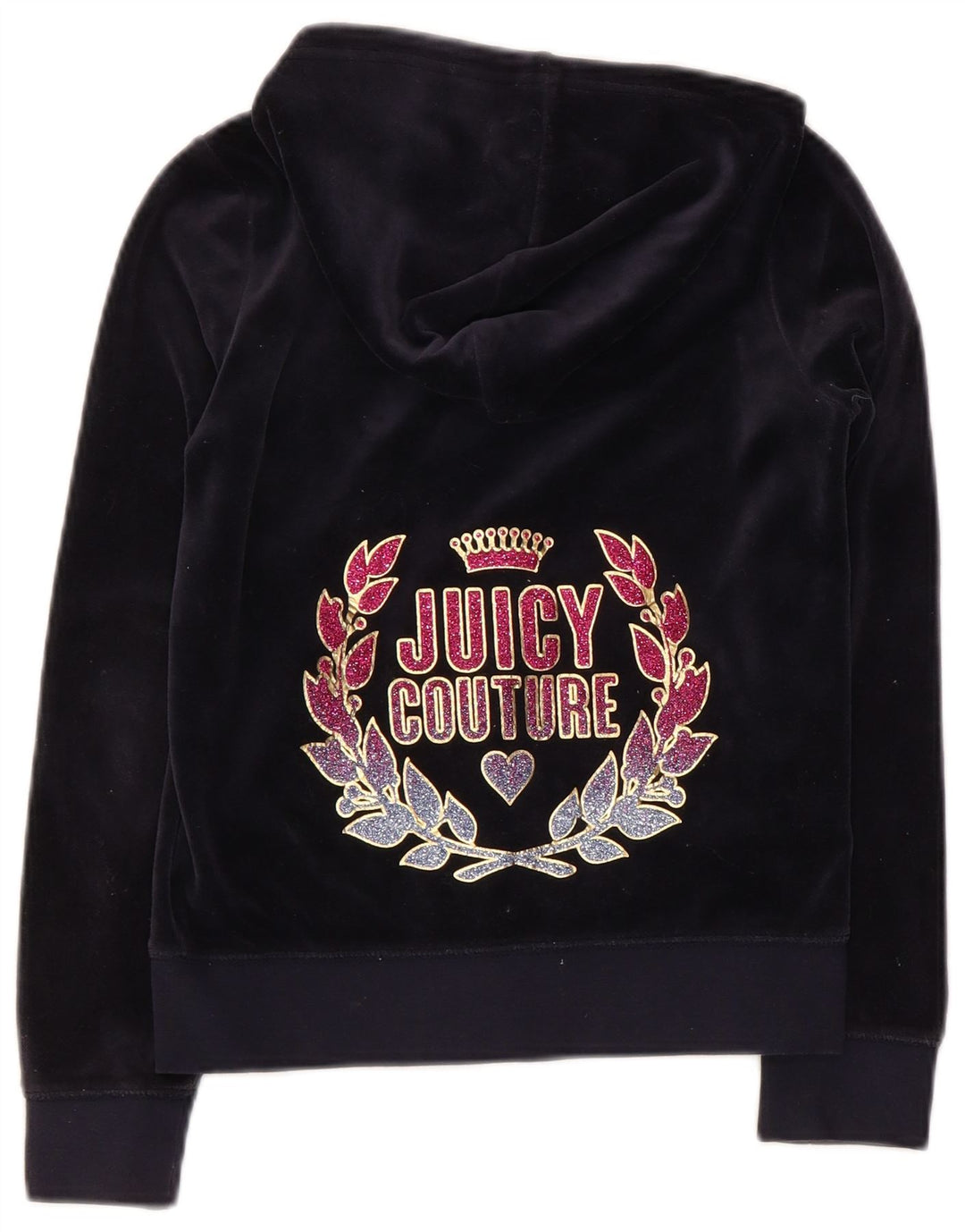 JUICY COUTURE Suéter feminino com capuz e zíper gráfico 9-10 anos algodão azul marinho
