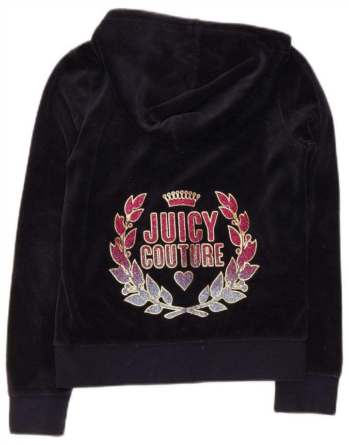 JUICY COUTURE Suéter feminino com capuz e zíper gráfico 9-10 anos algodão azul marinho