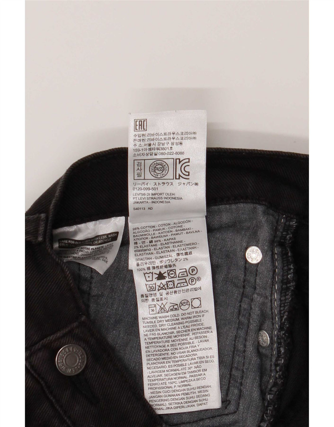 Levi's Masculino 514 Straight Jeans W36 L26 Algodão Preto