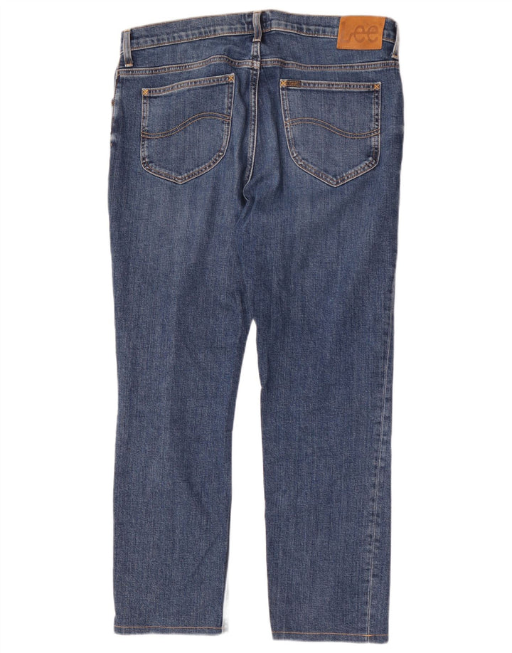 Lee Mens Rider Slim Jeans W34 L28 Azul Algodão