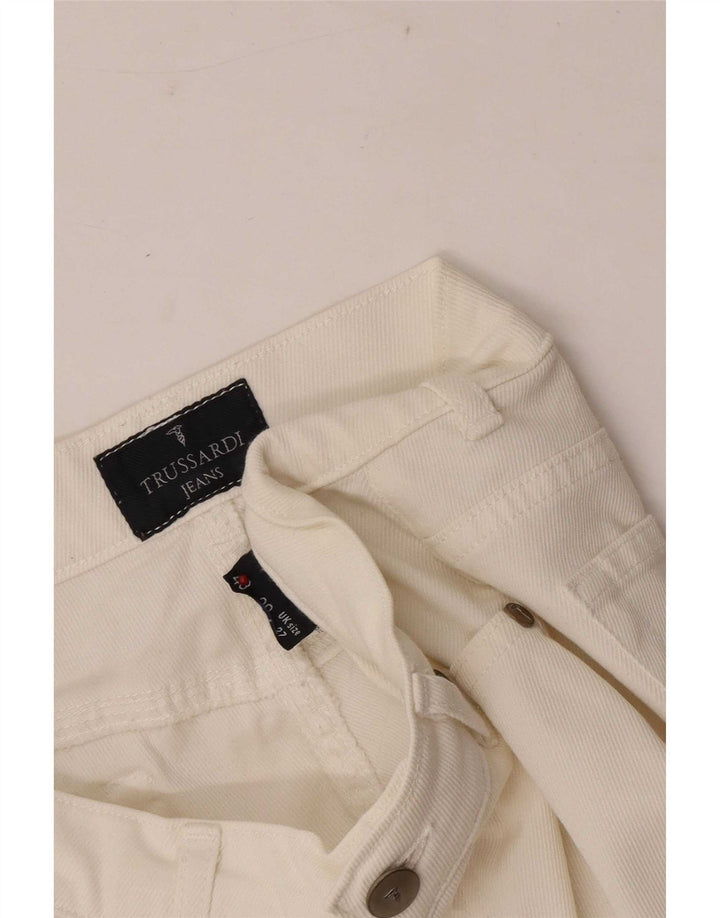 Calça casual feminina Trussardi Bootcut W27 L30 algodão branco