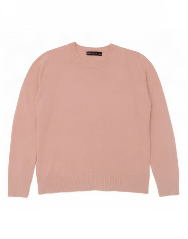 Suéter feminino Marks & Spencer com gola redonda Reino Unido 12 rosa médio