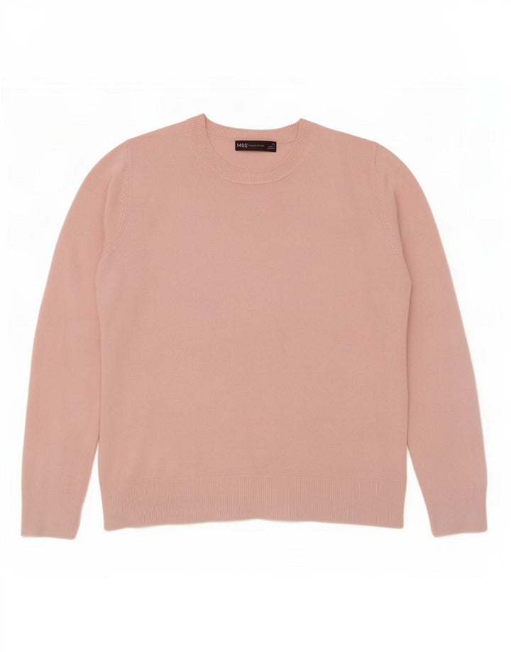 Suéter feminino Marks & Spencer com gola redonda Reino Unido 12 rosa médio