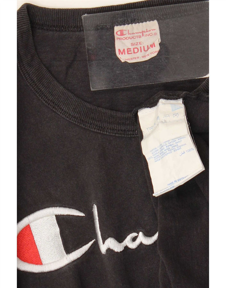 Camiseta gráfica masculina Champion de algodão preto médio