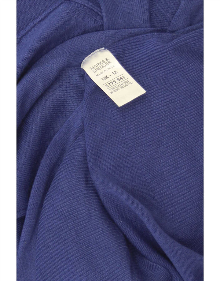 Suéter feminino Marks & Spencer com gola canoa Reino Unido 12 acrílico azul médio