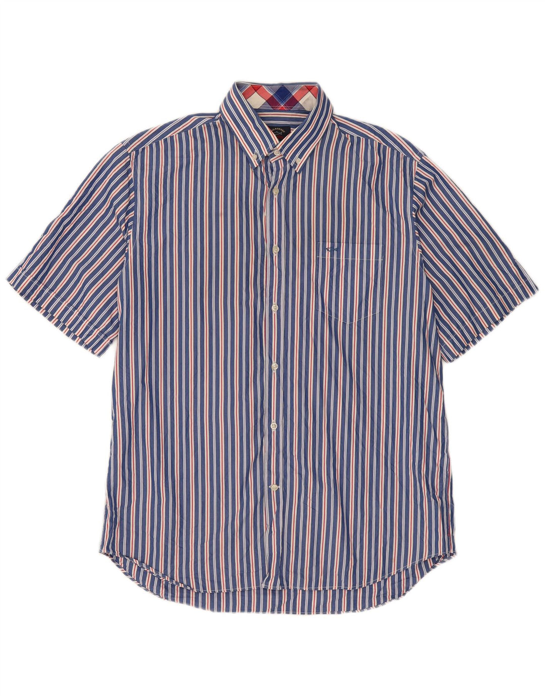 Camisa masculina de manga curta Paul & Shark grande algodão listrado azul