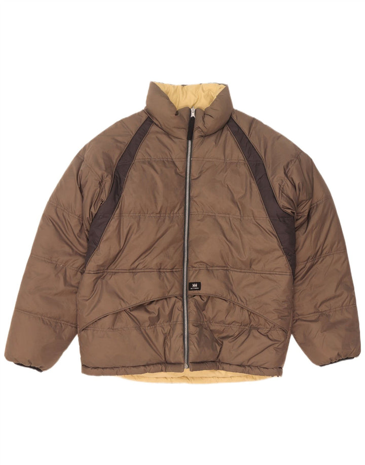 Jaqueta acolchoada reversível masculina Helly Hansen Reino Unido 38 nylon marrom médio
