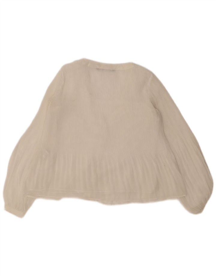 Blusa camisa feminina Zara UK 10 pequena poliéster branco