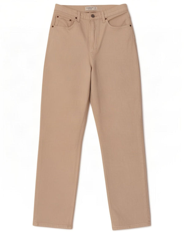 Calça jeans reta feminina Abercrombie & Fitch US 6 médio W28 L31 bege anos 90