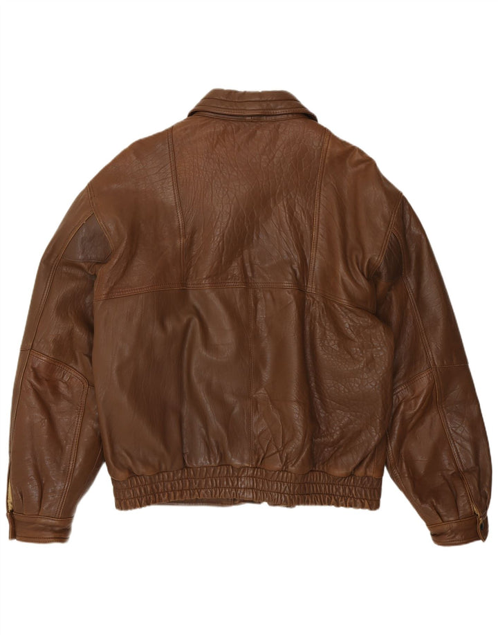 Jaqueta de couro masculina vintage IT 52 XL couro marrom