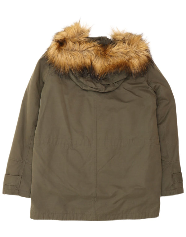 Jaqueta Parka Oversized com Capuz Zara para Mulher Reino Unido 10 Pequeno Poliéster Cáqui