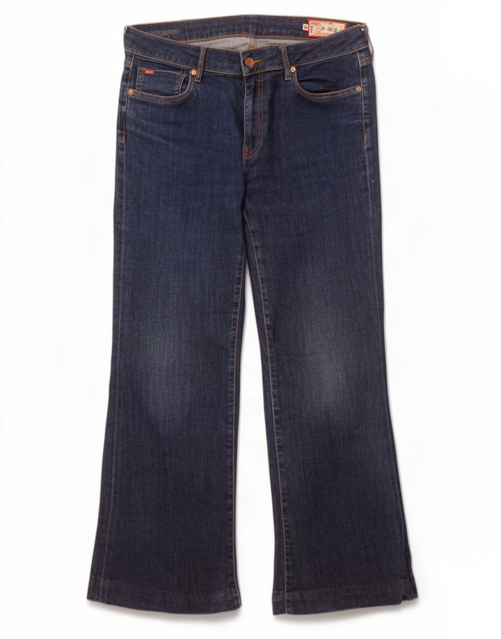 Rifle feminino queimado jeans W30 L29 algodão azul marinho