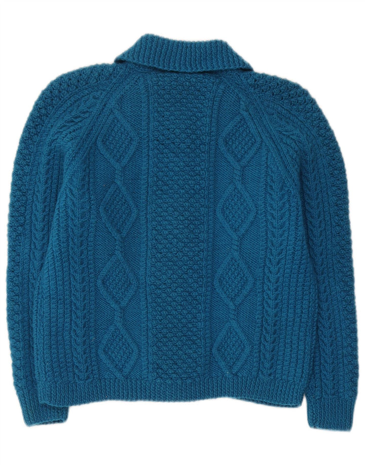 Suéter Cardigan Feminino Vintage UK 10 Pequeno Azul