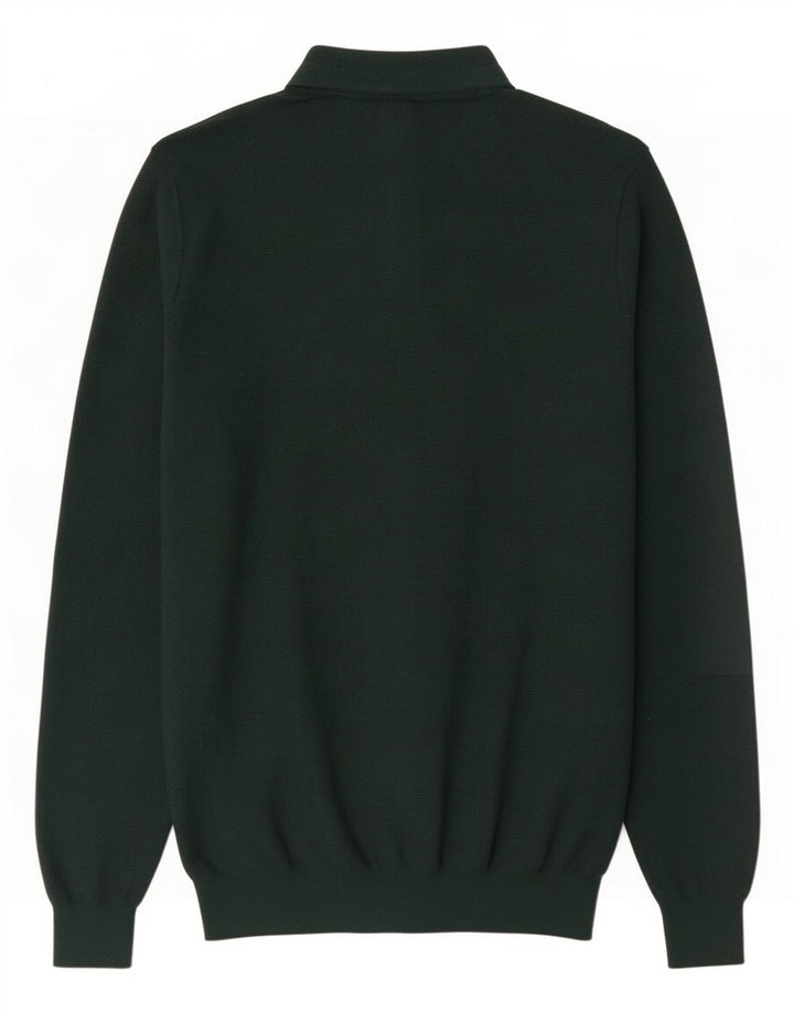 Suéter masculino Massimo Dutti com gola redonda e botão verde médio