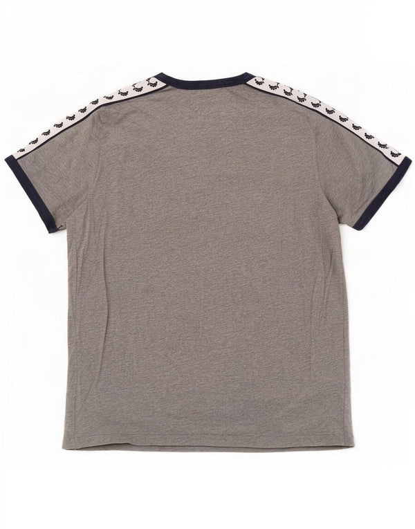 Camiseta masculina gráfica Fred Perry algodão manchado cinza médio