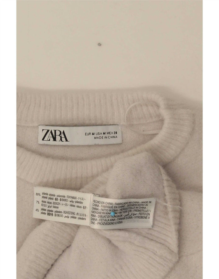 Suéter Zara feminino cropped oversized com gola redonda Reino Unido 14 cinza médio