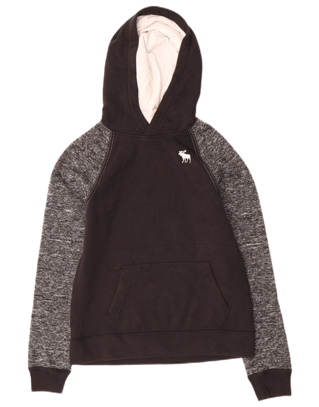 ABERCROMBIE & FITCH Suéter com capuz para meninos 13-14 anos poliéster preto manchado