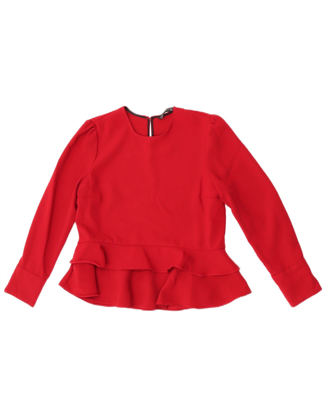 Zara blusa feminina manga comprida top UK 12 médio vermelho