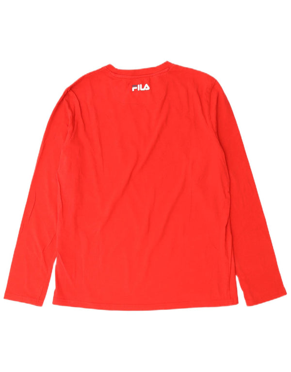 FILA Mens Graphic Top Manga Longa Médio Algodão Vermelho