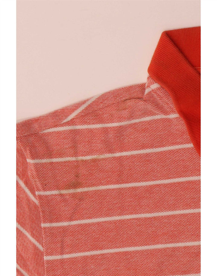 Camisa polo masculina Chaps de algodão listrado vermelho médio
