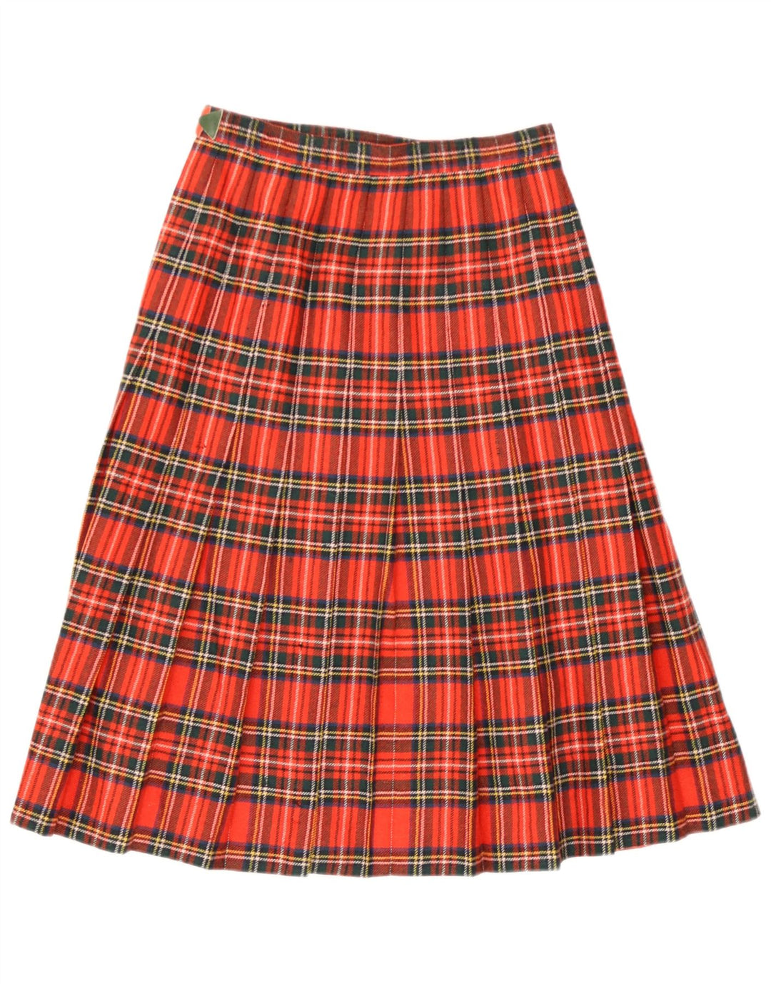 Saia feminina vintage IT 42 médio W26 lã virgem xadrez vermelha