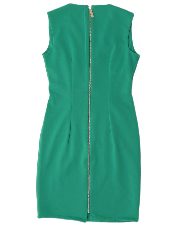 Vestido bodycon feminino sem mangas com zíper completo da Coast Reino Unido 12 poliéster verde médio
