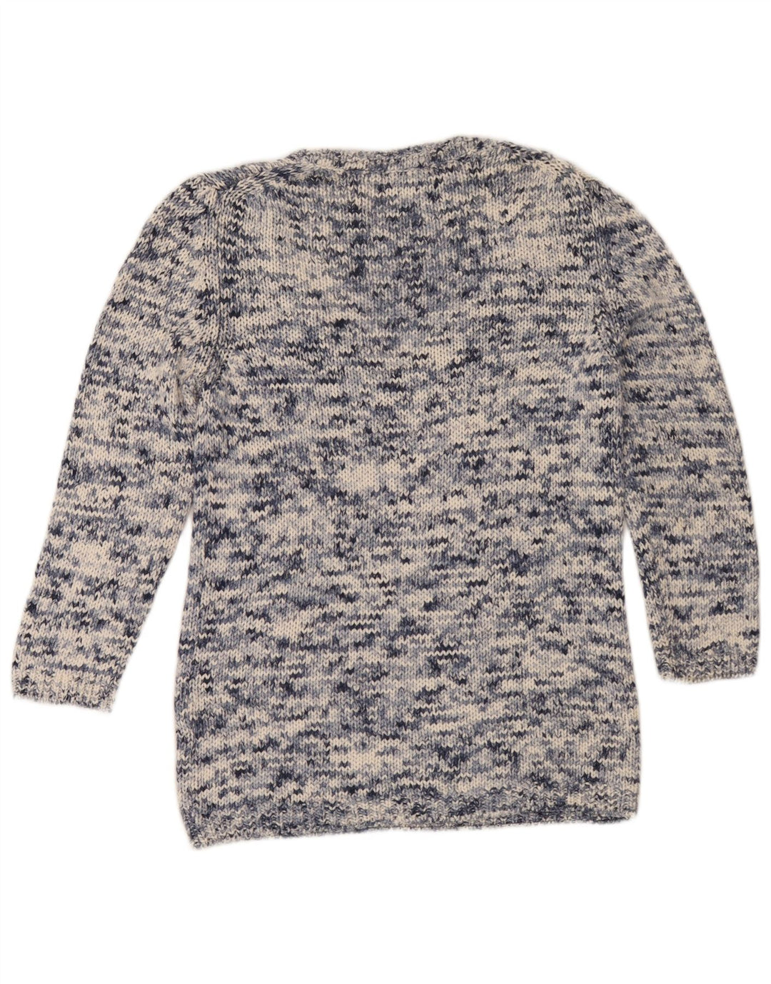 Suéter feminino Massimo Dutti com decote em V Reino Unido 14 médio azul marinho manchado