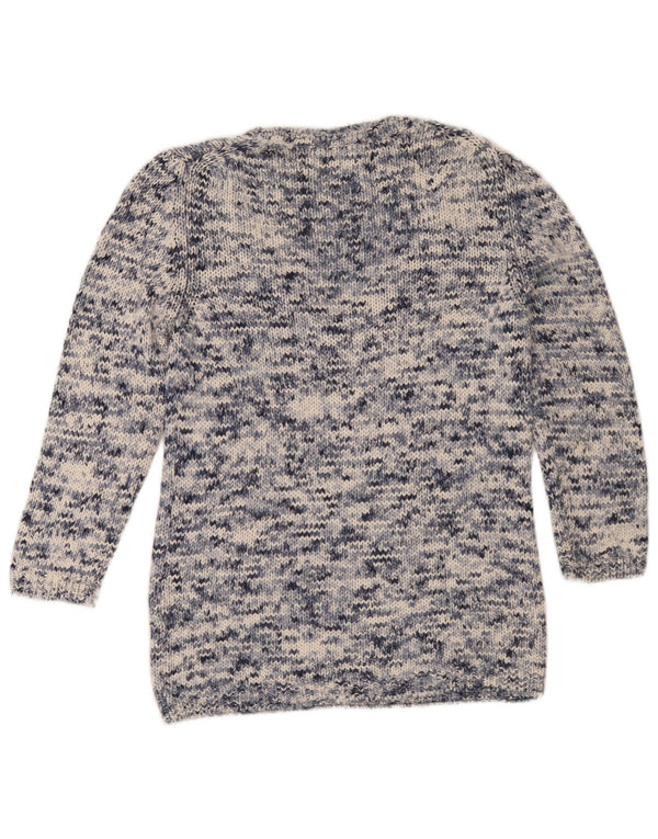Suéter feminino Massimo Dutti com decote em V Reino Unido 14 médio azul marinho manchado
