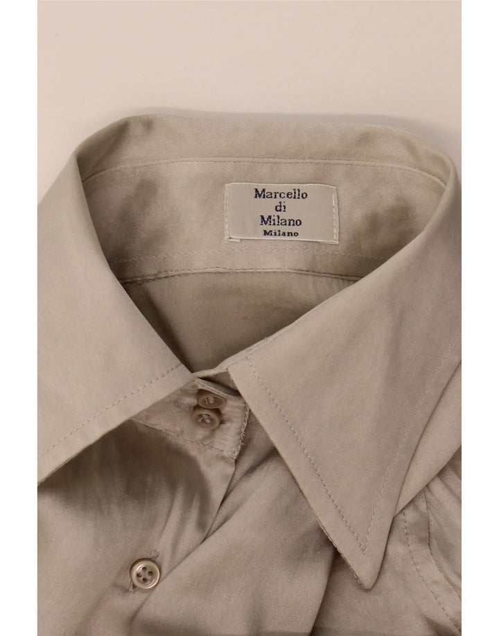 Blusa Camisa Feminina Vintage UK 10 Pequena Cinza