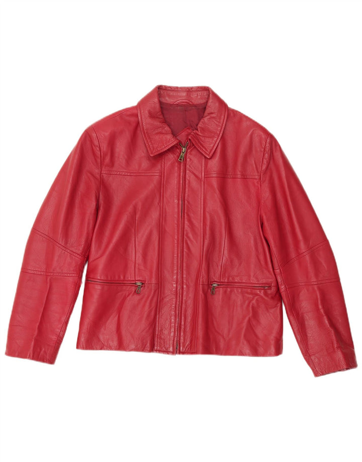 Jaqueta de couro feminina vintage IT 46 grande vermelha