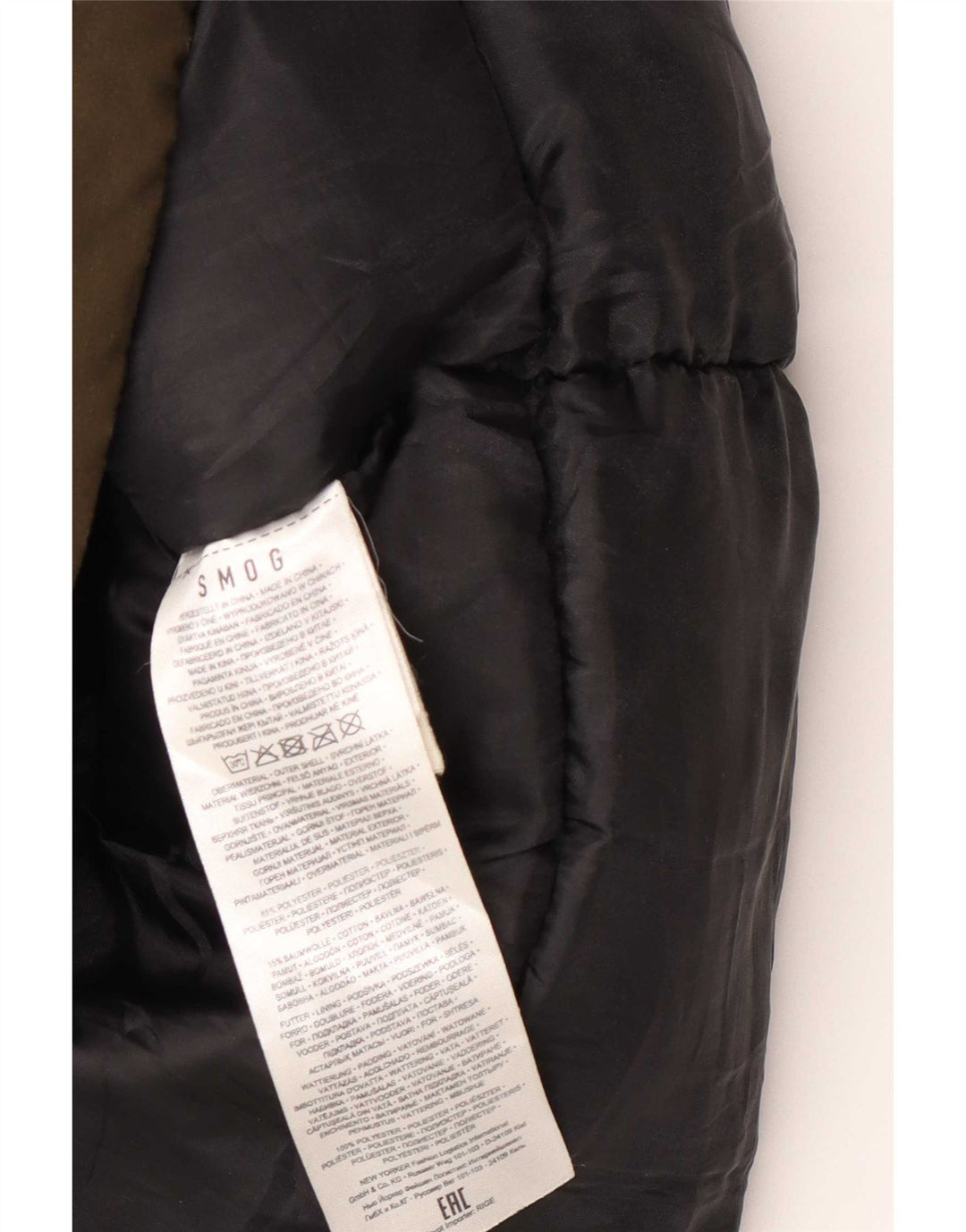 Jaqueta Parka masculina com capuz Smog UK 42 XL poliéster cáqui