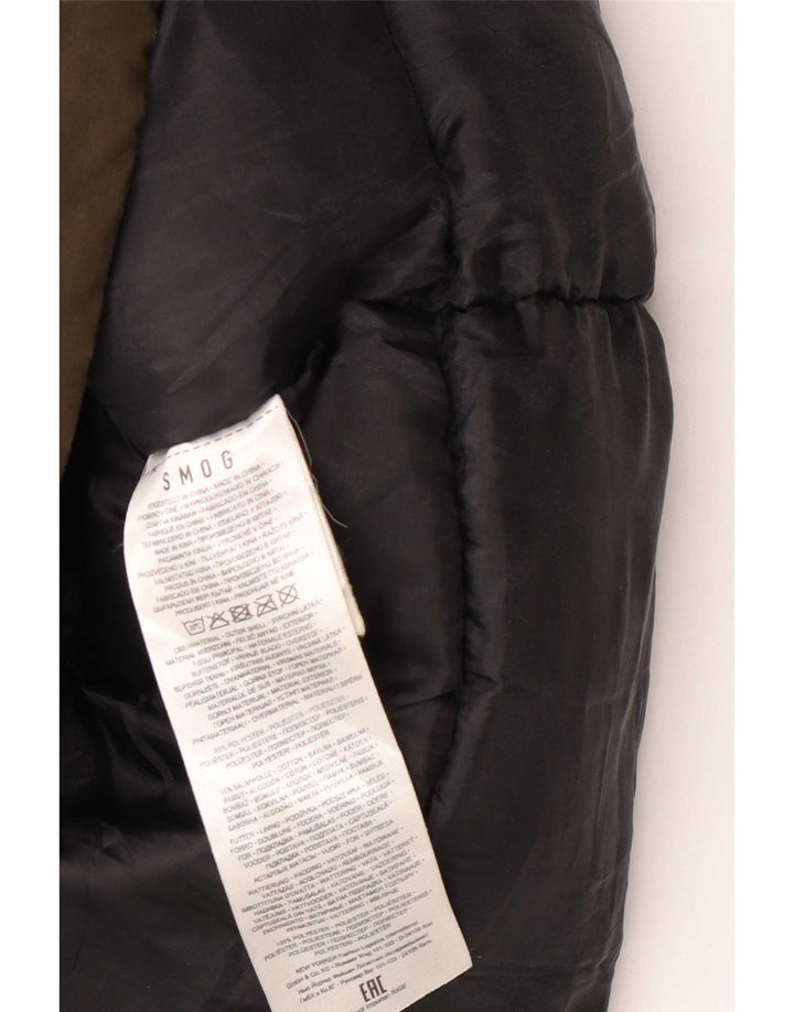 Jaqueta Parka masculina com capuz Smog UK 42 XL poliéster cáqui