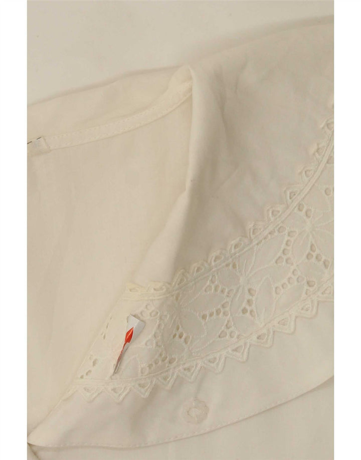Blusa feminina vintage EU 36 poliéster floral branco pequeno