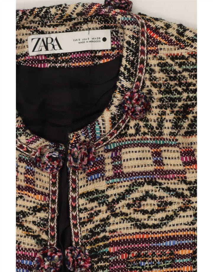 Zara Womens Oversized Blazer Jacket UK 10 pequeno multicolorido geométrico