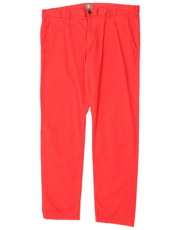 Calças Chino retas masculinas Timberland W42 L34 algodão vermelho