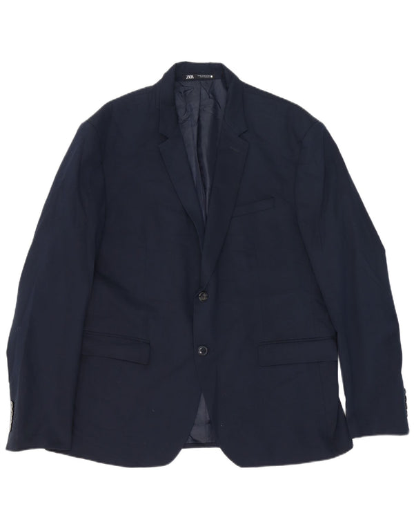 Jaqueta blazer masculina Zara com 2 botões EU 56 XL azul marinho viscose