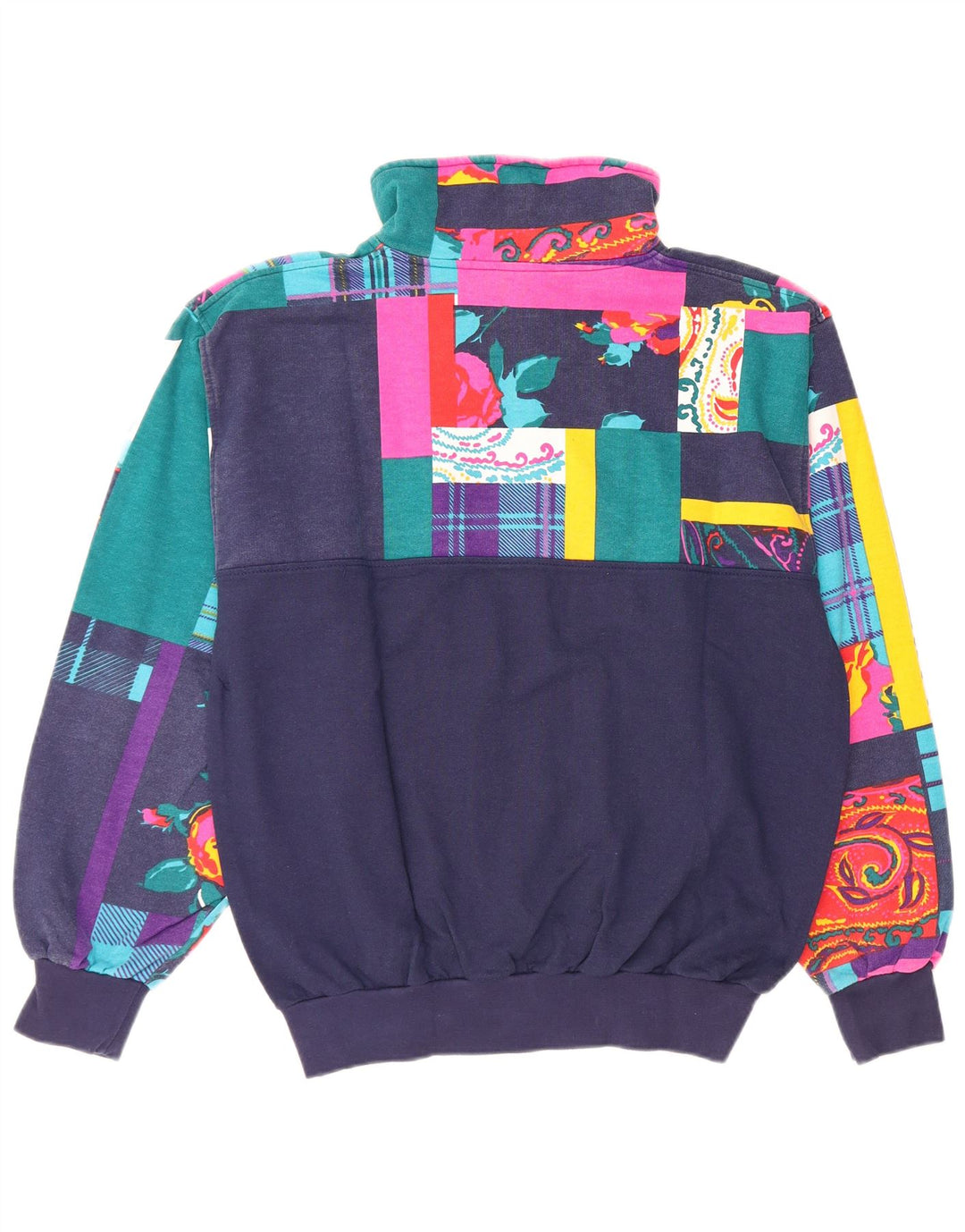 TRIGEMA Fato de treino feminino completo UK 14 médio azul marinho patchwork algodão