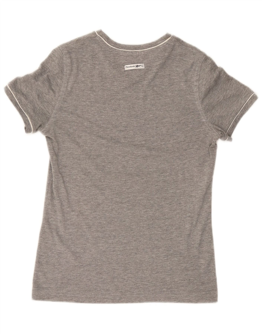 Camiseta feminina REEBOK com estampa gráfica UK 14 algodão cinza médio