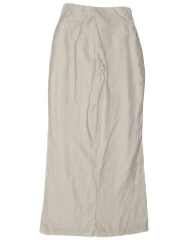 Calça feminina vintage cintura alta solta ajuste casual W24 L33 branca