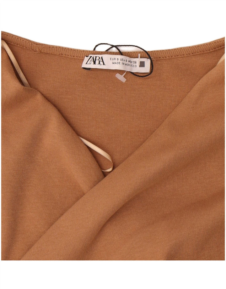 Vestido maxi feminino Zara Reino Unido 8 pequeno algodão bege