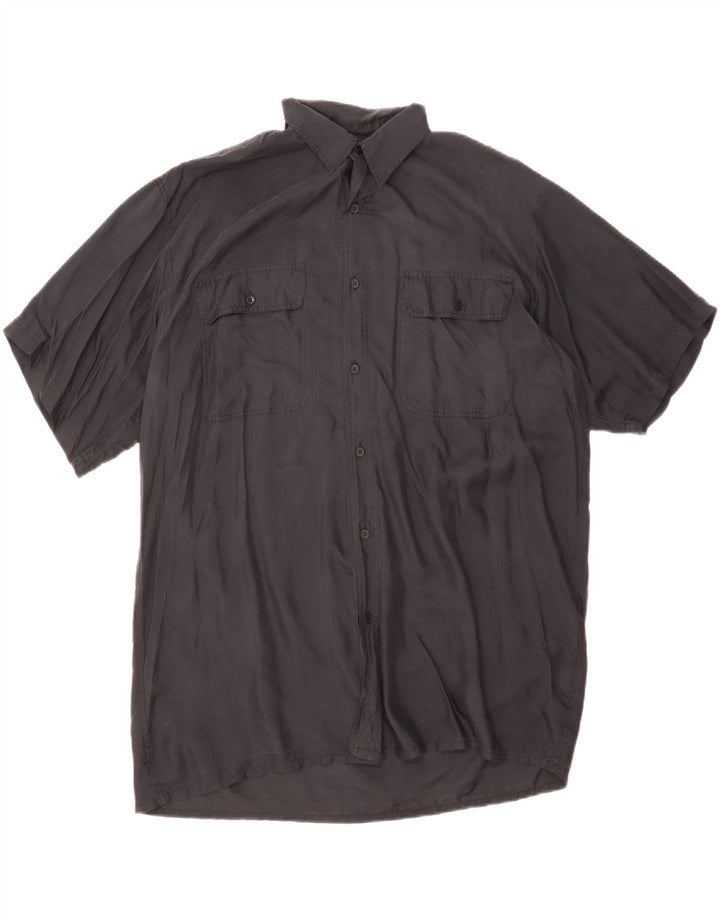 Camisa masculina de manga curta Tornado grande seda preta